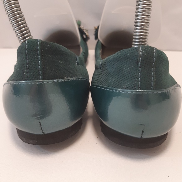 Bacio 61 Emerald Green Embellished Flats - Picture 4 of 8